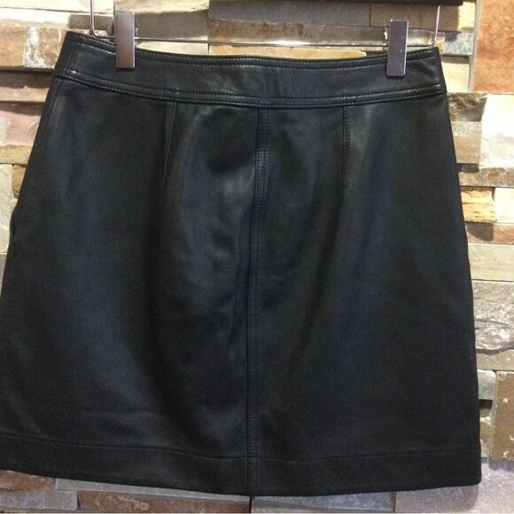 Theory Black Mini Skirt leather - Picture 2 of 8